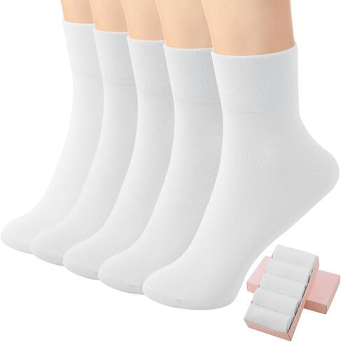 HUGSWEET Soft Cotton Women Socks above Ankle Crew Bootie Socks Cute Lovely Smiley Face Novelty Socks Gifts for Women 5 Pairs in Kuwait