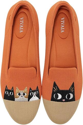 VIVAIA Audrey Embroidered Loafers Round-Toe Smart Casual Comfortable Slip On in Saudi Arabia