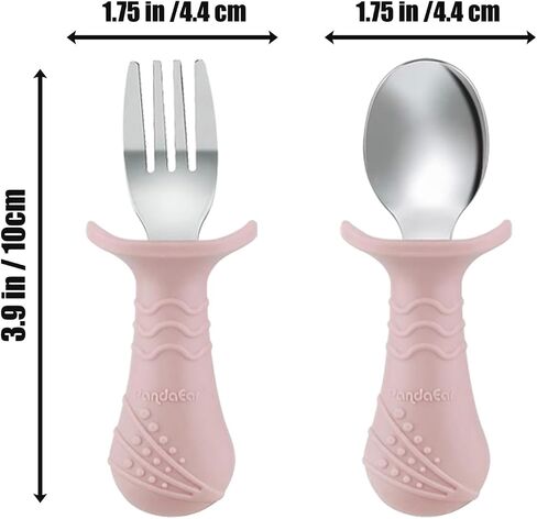 PandaEar Stainless Steel Baby Feeding Set | 2 Divided Suction Plates, 2 Spill-Proof Straw Cups with Silicone Sleeves, 2 Forks & 2 Spoons | Toddler Utensils for Baby Led Weaning, BPA-Free in Saudi Arabia