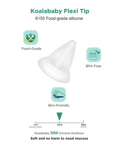 Koalababy Electric Nasal Aspirator for Baby, Large Flow, Baby Nose Sucker with 3 Suction Levels, Rechargeable Nose Cleaner for Toddlers, Music and Light Soothing, Soft Silicone Tips in Kuwait