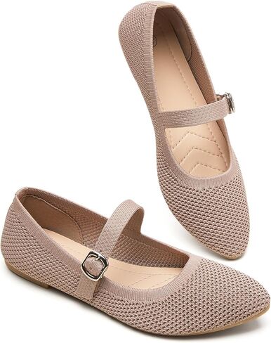 BABUDOG Mesh Ballet Flats for Women,Women's Mary Jane Flats with Buckle Strap,Black Nude Foldable Flats Shoes for Women,Comfortable Dress Shoes in Kuwait