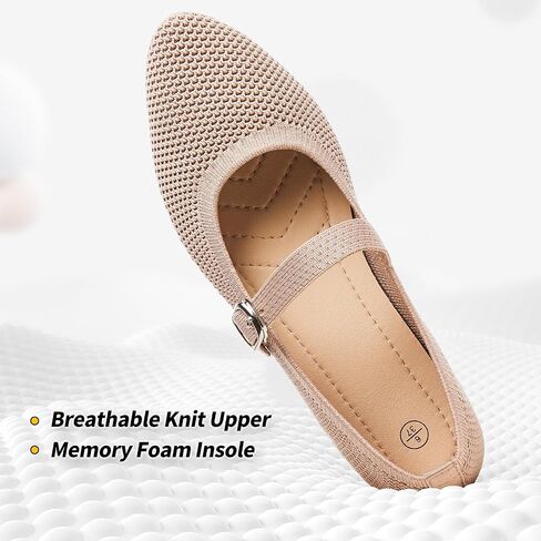BABUDOG Mesh Ballet Flats for Women,Women's Mary Jane Flats with Buckle Strap,Black Nude Foldable Flats Shoes for Women,Comfortable Dress Shoes in Kuwait