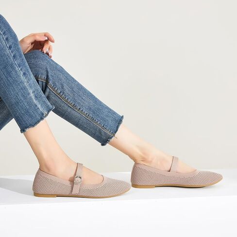 BABUDOG Mesh Ballet Flats for Women,Women's Mary Jane Flats with Buckle Strap,Black Nude Foldable Flats Shoes for Women,Comfortable Dress Shoes in Kuwait