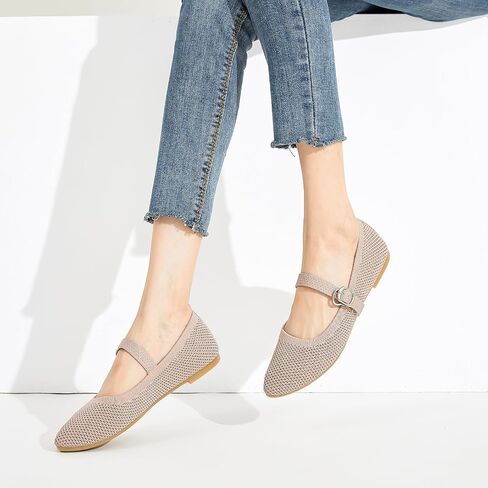 BABUDOG Mesh Ballet Flats for Women,Women's Mary Jane Flats with Buckle Strap,Black Nude Foldable Flats Shoes for Women,Comfortable Dress Shoes in Kuwait