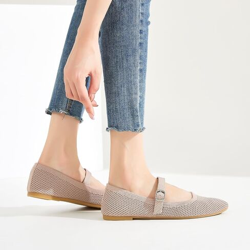BABUDOG Mesh Ballet Flats for Women,Women's Mary Jane Flats with Buckle Strap,Black Nude Foldable Flats Shoes for Women,Comfortable Dress Shoes in Kuwait