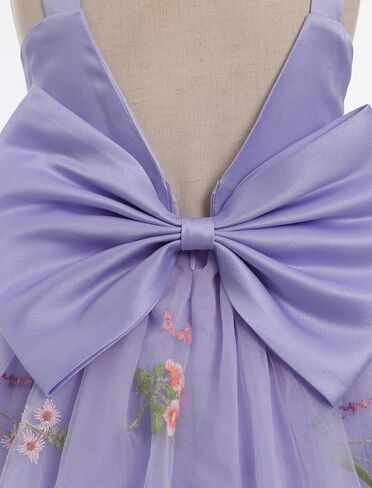 ODASDO Toddler Baby Kids Girls Spaghetti Strap Bowknot Floral Embroidery Tulle Tutu Princess Dresses for Wedding Party in Saudi Arabia