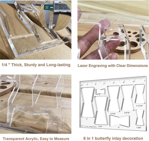 8 in 1 Router Template for Woodworking, Router Jig Bowtie Template, Bowtie Router Template Jig Kit, Butterfly Inlay Template Decorative in Saudi Arabia