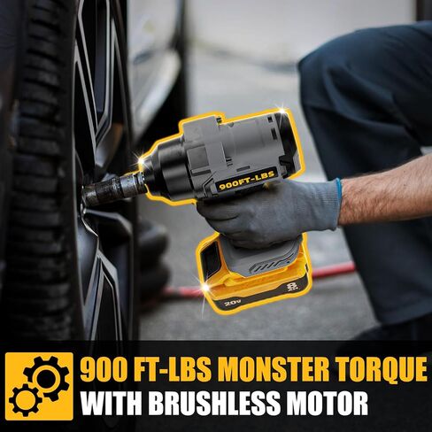 900 قدم رطل (1200N.M) مفتاح التأثير اللاسلكي 1/2 "بدون فرش ، متوافق مع بطاريات Dewal 20V Max ، وعزم دوران مرتفع 3 سرعات ، وتكنولوجيا عزم الدوران الثابت ، والأداة فقط ، وشاحن غير متضمن in Saudi Arabia