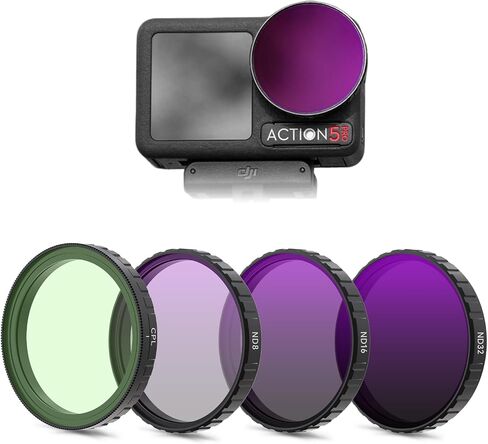 مجموعة مرشح Pro ND/CPL لـ DJI Osmo Action 4/Osmo Action 5 Pro-ND8 ، ND16 ، ND32 & CPL Multi Co Coins Filters ، DJI Osmo Action 4 Accessories for Slow Motion & Anti-Replection in Saudi Arabia