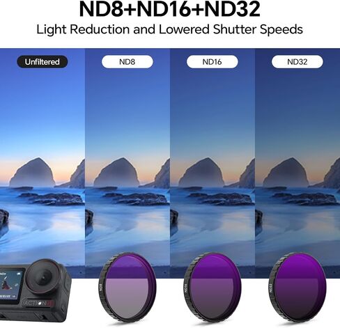 مجموعة مرشح Pro ND/CPL لـ DJI Osmo Action 4/Osmo Action 5 Pro-ND8 ، ND16 ، ND32 & CPL Multi Co Coins Filters ، DJI Osmo Action 4 Accessories for Slow Motion & Anti-Replection in Saudi Arabia