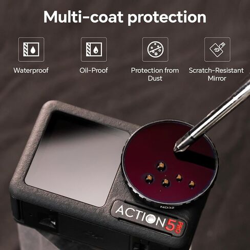 مجموعة مرشح Pro ND/CPL لـ DJI Osmo Action 4/Osmo Action 5 Pro-ND8 ، ND16 ، ND32 & CPL Multi Co Coins Filters ، DJI Osmo Action 4 Accessories for Slow Motion & Anti-Replection in Saudi Arabia