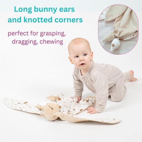 Bunny Lovey Security Blanket – Safe and Soft Toddler, Infant Lovey for Comfort & Cuddles, Newborn Snuggle Toy, Neutral Baby Gift for Boys or Girls. Big Size 16in. in Saudi Arabia