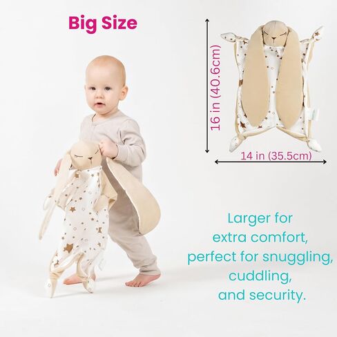 Bunny Lovey Security Blanket – Safe and Soft Toddler, Infant Lovey for Comfort & Cuddles, Newborn Snuggle Toy, Neutral Baby Gift for Boys or Girls. Big Size 16in. in Saudi Arabia