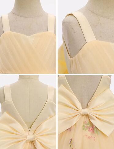 Odasdo Toddler Baby Kids Girls Spaghetti Strap Bowknot Floral Ploral Tulle Tutu Princess Dresses for Wedding Party in Kuwait