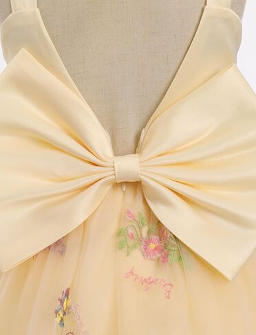 Odasdo Toddler Baby Kids Girls Spaghetti Strap Bowknot Floral Ploral Tulle Tutu Princess Dresses for Wedding Party in Kuwait