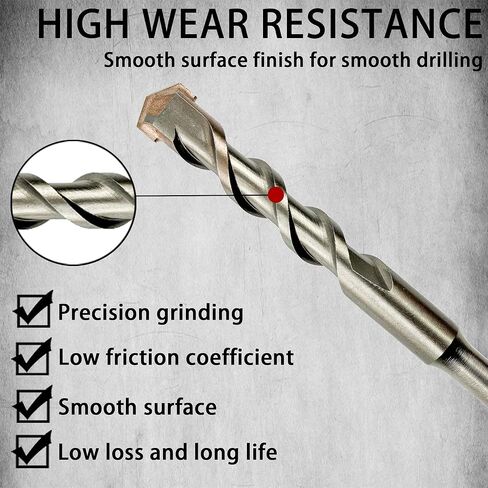 DIREKO 10 قطع SDS بالإضافة إلى Droker Hammer Drill Bits كربيد تميل الحفر الموسيقية للخرسانة ، الطوب ، جدران الأسمنت ، الحجر in Kuwait