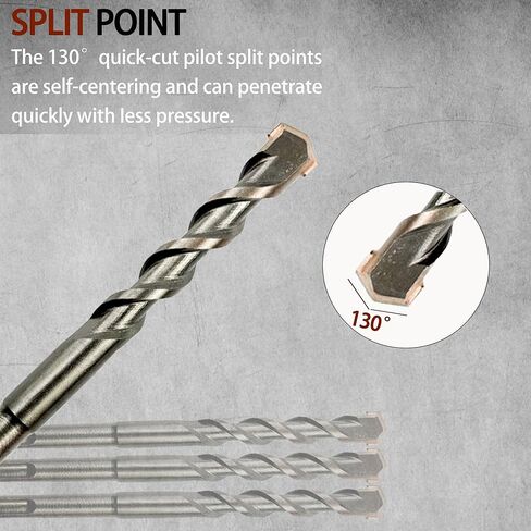 DIREKO 10 قطع SDS بالإضافة إلى Droker Hammer Drill Bits كربيد تميل الحفر الموسيقية للخرسانة ، الطوب ، جدران الأسمنت ، الحجر in Kuwait