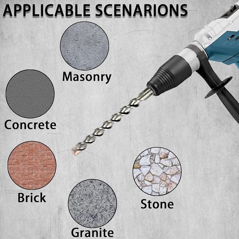 DIREKO 10 قطع SDS بالإضافة إلى Droker Hammer Drill Bits كربيد تميل الحفر الموسيقية للخرسانة ، الطوب ، جدران الأسمنت ، الحجر in Kuwait