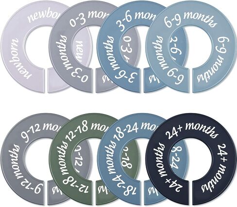 8 PCS Baby Closet Dividers Usisex Baby Clothers منظمي ملصقات واضحة لمنظمات خزانة الحضانة ودوائر الحضانة تناسب معظم القضبان (ألوان حديثة وباردة) in Kuwait