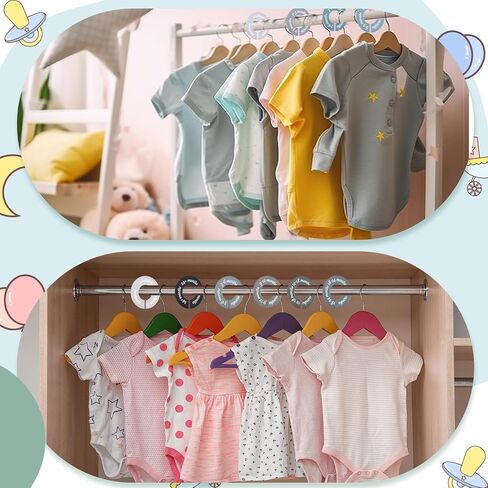 8 PCS Baby Closet Dividers Usisex Baby Clothers منظمي ملصقات واضحة لمنظمات خزانة الحضانة ودوائر الحضانة تناسب معظم القضبان (ألوان حديثة وباردة) in Kuwait