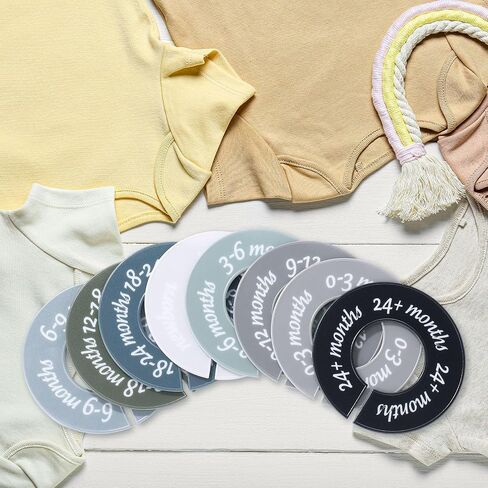 8 PCS Baby Closet Dividers Usisex Baby Clothers منظمي ملصقات واضحة لمنظمات خزانة الحضانة ودوائر الحضانة تناسب معظم القضبان (ألوان حديثة وباردة) in Kuwait