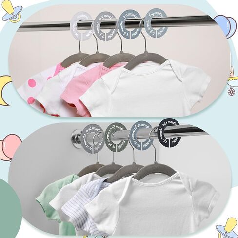 8 PCS Baby Closet Dividers Usisex Baby Clothers منظمي ملصقات واضحة لمنظمات خزانة الحضانة ودوائر الحضانة تناسب معظم القضبان (ألوان حديثة وباردة) in Kuwait