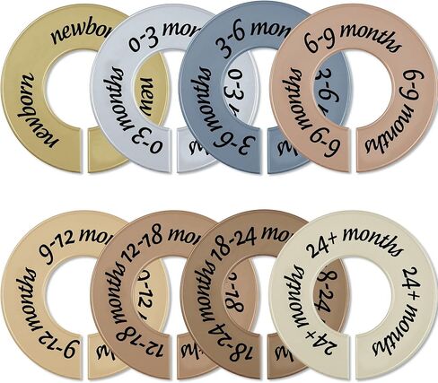 8 PCS Baby Closet Dividers Usisex Baby Clothers منظمي ملصقات واضحة لمنظمات خزانة الحضانة ودوائر الحضانة تناسب معظم القضبان (ألوان حديثة وباردة) in Kuwait