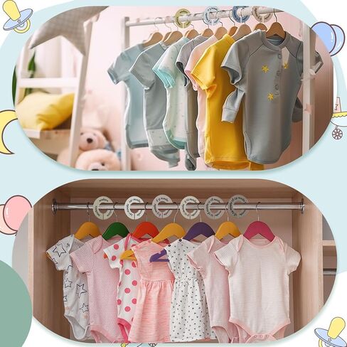 8 PCS Baby Closet Dividers Usisex Baby Clothers منظمي ملصقات واضحة لمنظمات خزانة الحضانة ودوائر الحضانة تناسب معظم القضبان (ألوان حديثة وباردة) in Kuwait