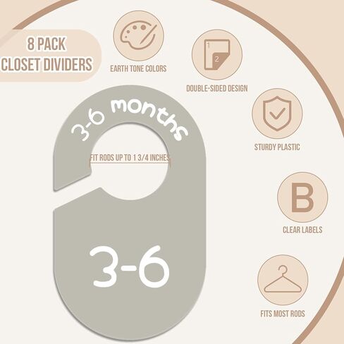 مقسمات خزانة الأطفال لمنظم الملابس ، 8 حزمة الأرض نغمة أرضي مزدوجة ملابس الأطفال من جانب الأطفال من جديد من جديد in Kuwait