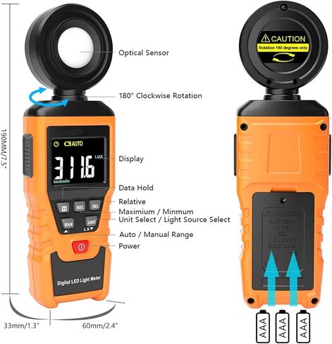 Meichoon Handheld Digital Light Meter عداد الإضاءة عالي الدقة يتراوح ما يصل إلى 100000lux لنباتات التصوير الفوتوغرافي in Saudi Arabia