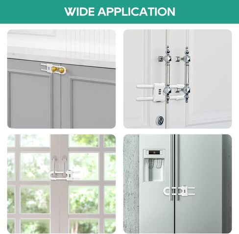4 Packs U-Shaped Sliding Cabinet Locks, Baby Proofing Cabinets with Adjustable Child Safety Lock, Childproof Latches for Knobs, Handles on Kitchen Doors and Home Drawers Closet 1- White in Saudi Arabia