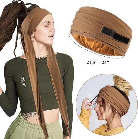 Satin Lined Open Turban Headband Mens Sweatband Sports Headband for Running,Cycling,Basketball,Yoga,Fitness Workout Stretchy Unisex Hairband in Kuwait
