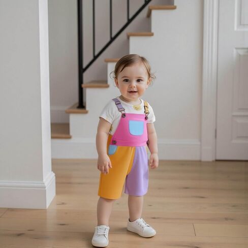 TheFound Toddler Boy Girl Romper Overall Shorts Contrast Color Suspender Romper Adjustble Shoulder Strap Newborn Baby Clothes in Saudi Arabia