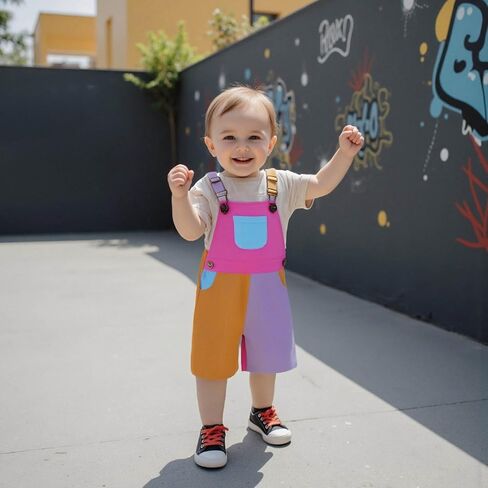 TheFound Toddler Boy Girl Romper Overall Shorts Contrast Color Suspender Romper Adjustble Shoulder Strap Newborn Baby Clothes in Saudi Arabia
