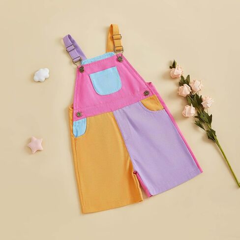 TheFound Toddler Boy Girl Romper Overall Shorts Contrast Color Suspender Romper Adjustble Shoulder Strap Newborn Baby Clothes in Saudi Arabia