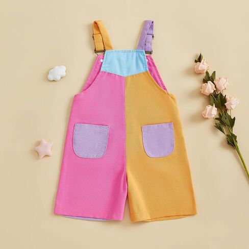 TheFound Toddler Boy Girl Romper Overall Shorts Contrast Color Suspender Romper Adjustble Shoulder Strap Newborn Baby Clothes in Saudi Arabia