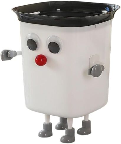 Funny Trash Can, Creative Big Eyes Garbage Bin with Feet, Lightweight Cartoon Rubbish Container Dustbin for Bedroom Bathroom Office Study, Standing, 6 gal (1, Grey) in Kuwait