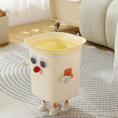 Funny Trash Can, Creative Big Eyes Garbage Bin with Feet, Lightweight Cartoon Rubbish Container Dustbin for Bedroom Bathroom Office Study, Standing, 6 gal (1, Grey) in Kuwait