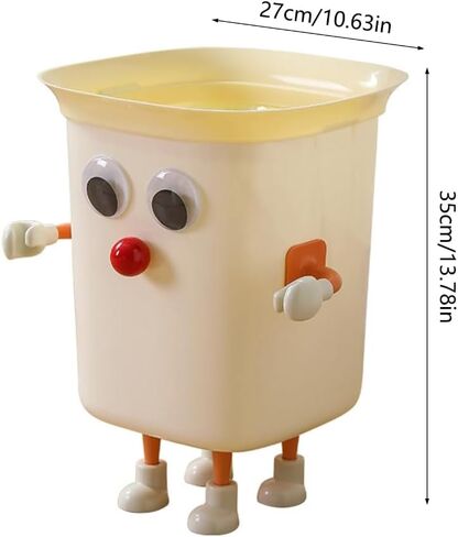 Funny Trash Can, Creative Big Eyes Garbage Bin with Feet, Lightweight Cartoon Rubbish Container Dustbin for Bedroom Bathroom Office Study, Standing, 6 gal (1, Grey) in Kuwait