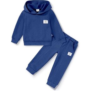 Zoerea Toddler Baby Boy Clothes Sweatsuit Long Sweeve Hoodie Sweatshirt Top & Bowtfit Steft Set Solid 1-5T in Kuwait