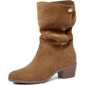 Starmerx Womens Suede Mid Calf Boots 3 Way Way Over Style Block Block Heel Booties Fall Winter in Kuwait