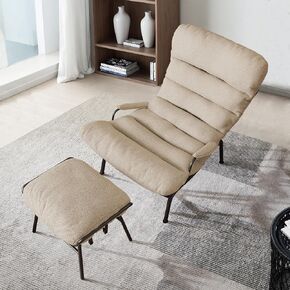 ovios Glider Rocking Chair with Ottoman, Mid-Century Modern Recliner Chair with Footrest, Comfy Gliding Rocker Lazy Accent Armchair for Living Room Bedroom, Cloud Flannel Velvet, Beige in Saudi Arabia