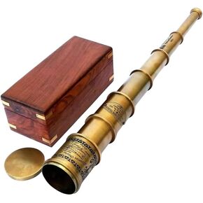 20 Inch Antique Style Brass Spyglass Scope Telescope with Wooden Box Victorian Gift in Kuwait