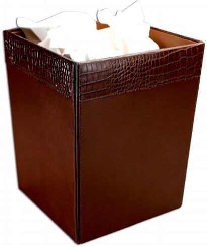 Crocodile-Embossed Leather Square Waste Basket in Saudi Arabia