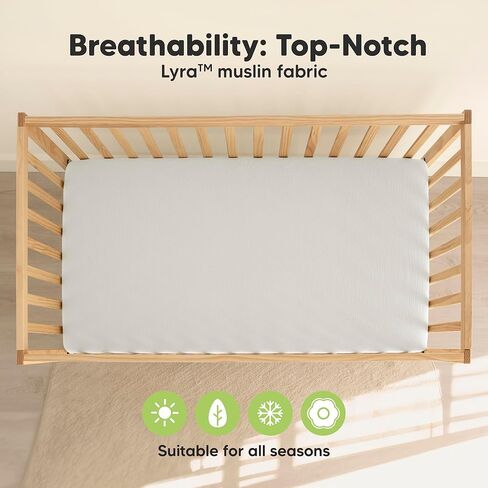 KeaBabies 2-Pack Muslin Crib Sheets for Boys, Girls - 100% Organic Cotton Fitted Baby Crib Mattress Sheet, Soft Breathable Standard Toddler Bed Cover Bedding Set, Neutral, Durable 52x28 (Greige) in Saudi Arabia