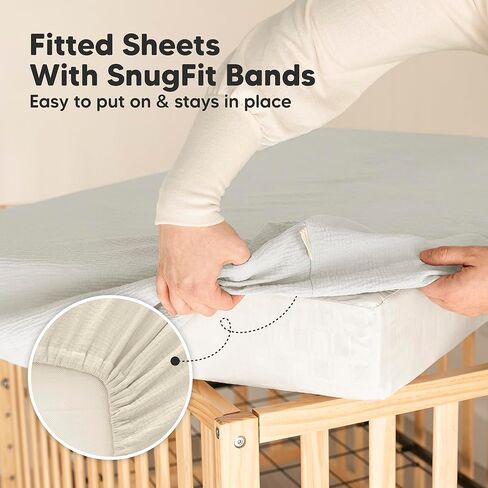 KeaBabies 2-Pack Muslin Crib Sheets for Boys, Girls - 100% Organic Cotton Fitted Baby Crib Mattress Sheet, Soft Breathable Standard Toddler Bed Cover Bedding Set, Neutral, Durable 52x28 (Greige) in Saudi Arabia