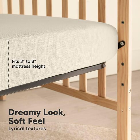 KeaBabies 2-Pack Muslin Crib Sheets for Boys, Girls - 100% Organic Cotton Fitted Baby Crib Mattress Sheet, Soft Breathable Standard Toddler Bed Cover Bedding Set, Neutral, Durable 52x28 (Greige) in Saudi Arabia