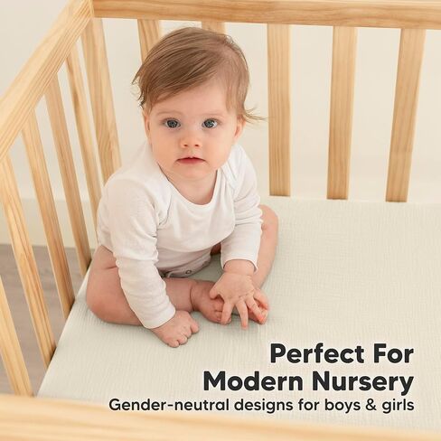 KeaBabies 2-Pack Muslin Crib Sheets for Boys, Girls - 100% Organic Cotton Fitted Baby Crib Mattress Sheet, Soft Breathable Standard Toddler Bed Cover Bedding Set, Neutral, Durable 52x28 (Greige) in Saudi Arabia