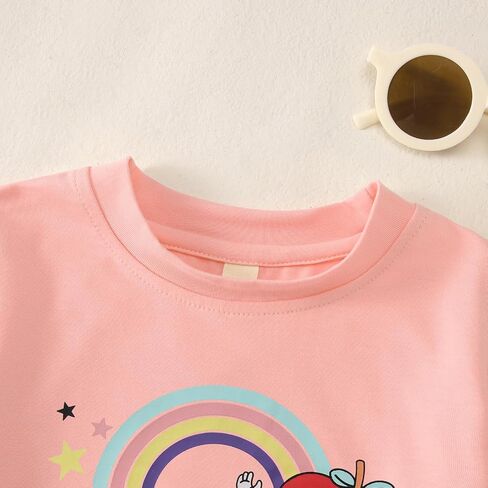 Hello pre k قمصان لطفل الفتيات الأول من قبل قميص ما قبل الروضة في Apple Rainbow العودة إلى School Outfit School Tops in Saudi Arabia