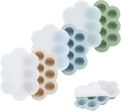 PANDAEAR ​​3 Pack Baby Silicone Fryzer Tray with Lids ، Silicone Baby Food Contage for Build Baby Raby ، Fruit Pheres ، Vegetable and Prict Milk (الأزرق/الأخضر/اللحم) in Kuwait